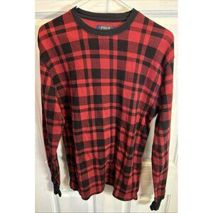 Polo Ralph Lauren Men's Medium Thermal Waffle Knit Shirt Buffalo Plaid